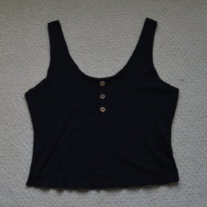 Black Tank with Lettuce Hem